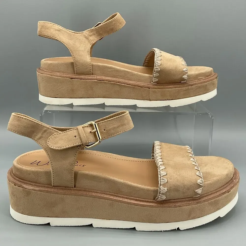 NEW Wild Pair Women’s Milliee Platform Sandals Tan Size 9.5M